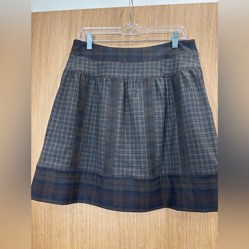 Peruvian Connection Plaid A-Line Skirt - Blue and Gray